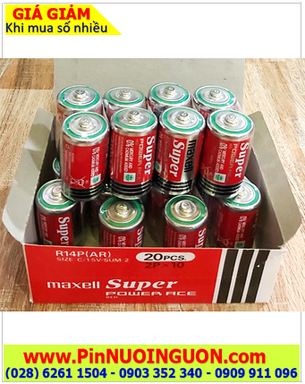 COMBO 01HỘP(20viên) Pin D 1.5v Maxell R14P(AR)2P Super Power ACE chính hãng _Giá chỉ 149.000đ/ HỘP